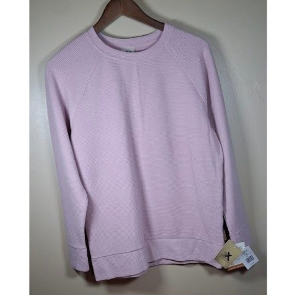 NWT Zeroxposur Womens Ribbed Raglan Sleeve Crewneck Sweatshirt Pink Size M